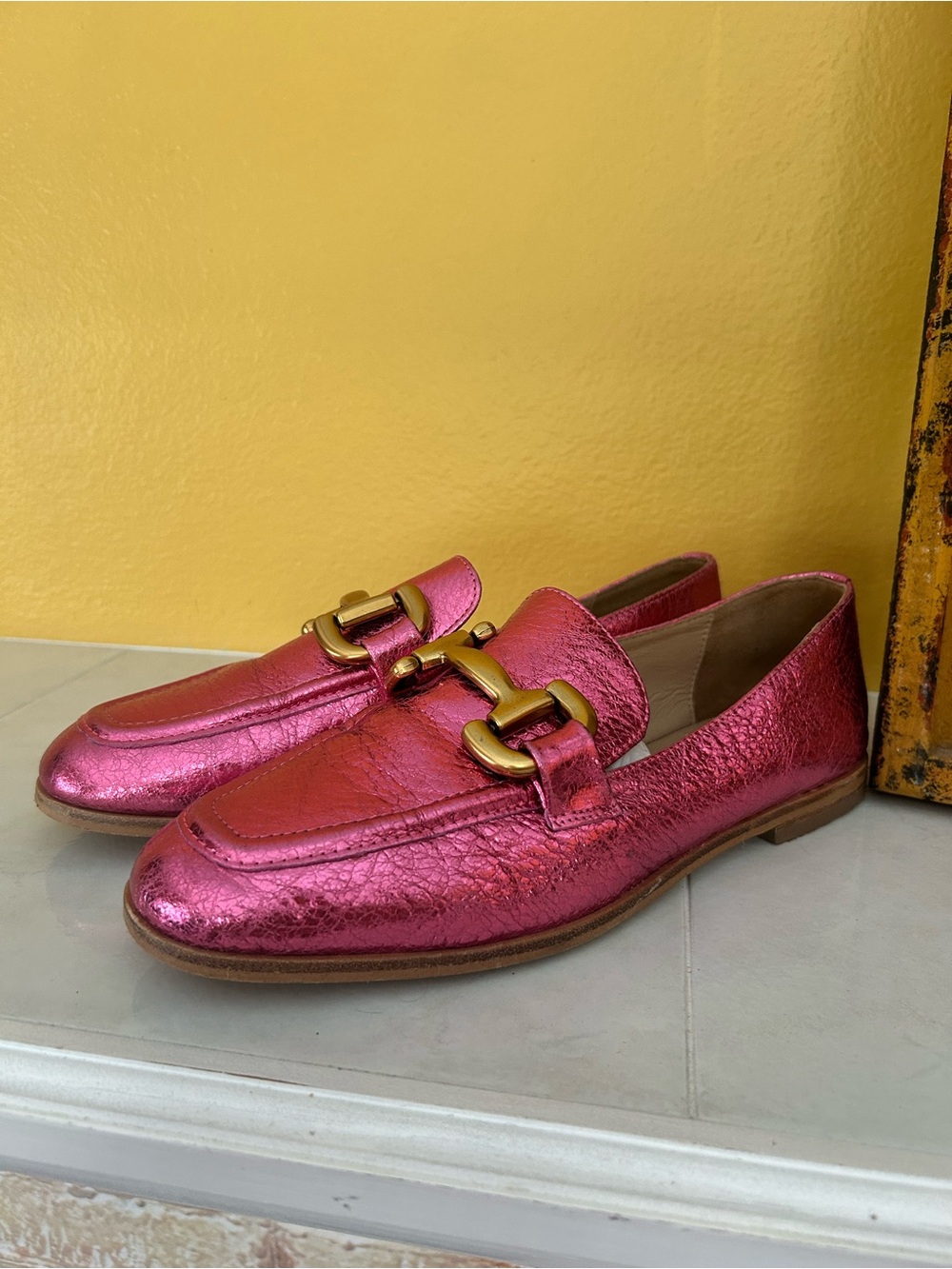 Boden Iris Snaffle Loafers Pink Metallic Leather Sz 9 old money quiet luxury #31 - Picture 2 of 11